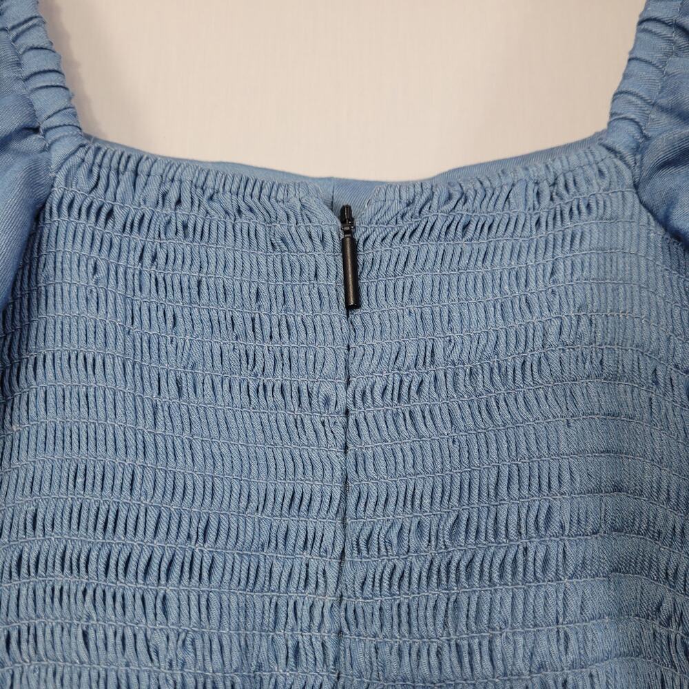 Jason Wu Linen Blend Chambray Square Neck Puff Sleeve Midi Dress size 6 Milkmaid - Picture 10 of 12
